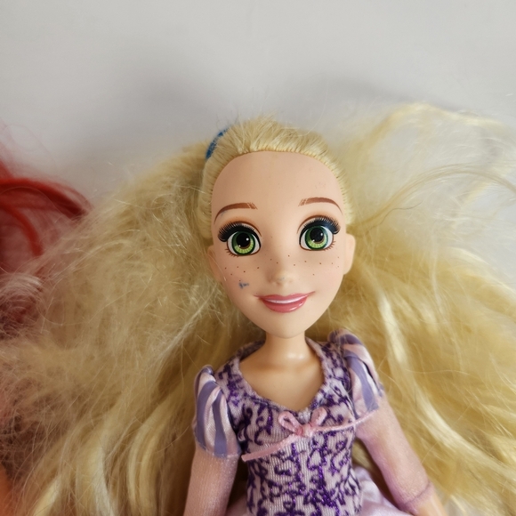 Lot of Dolls The Little Mermaid Ariel Doll Pink Dress Disney Rapunzel - Picture 5 of 11